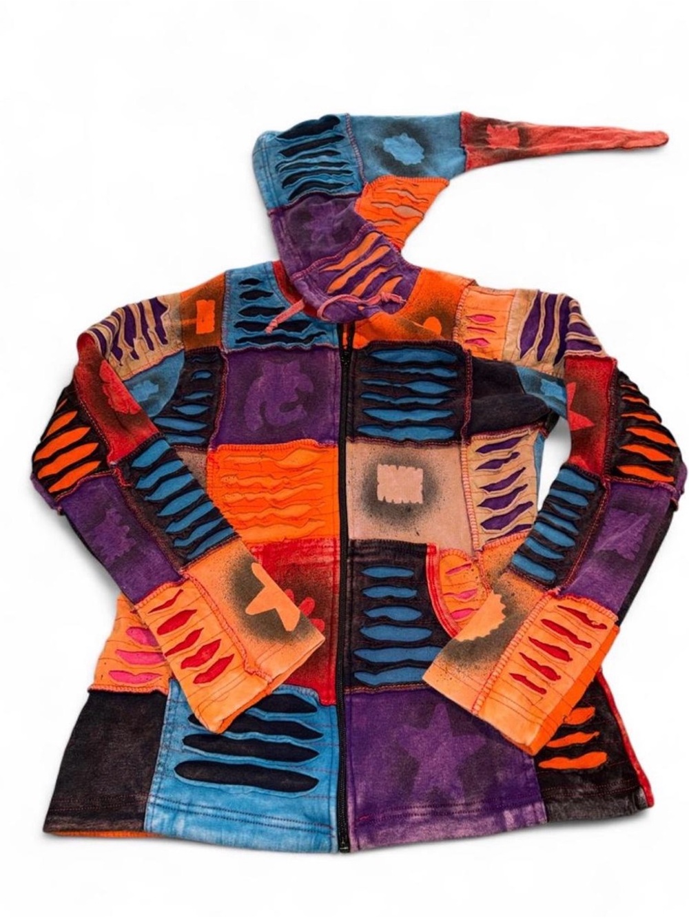 Colorblock Patchwork Hooded Jacket in Multicolor